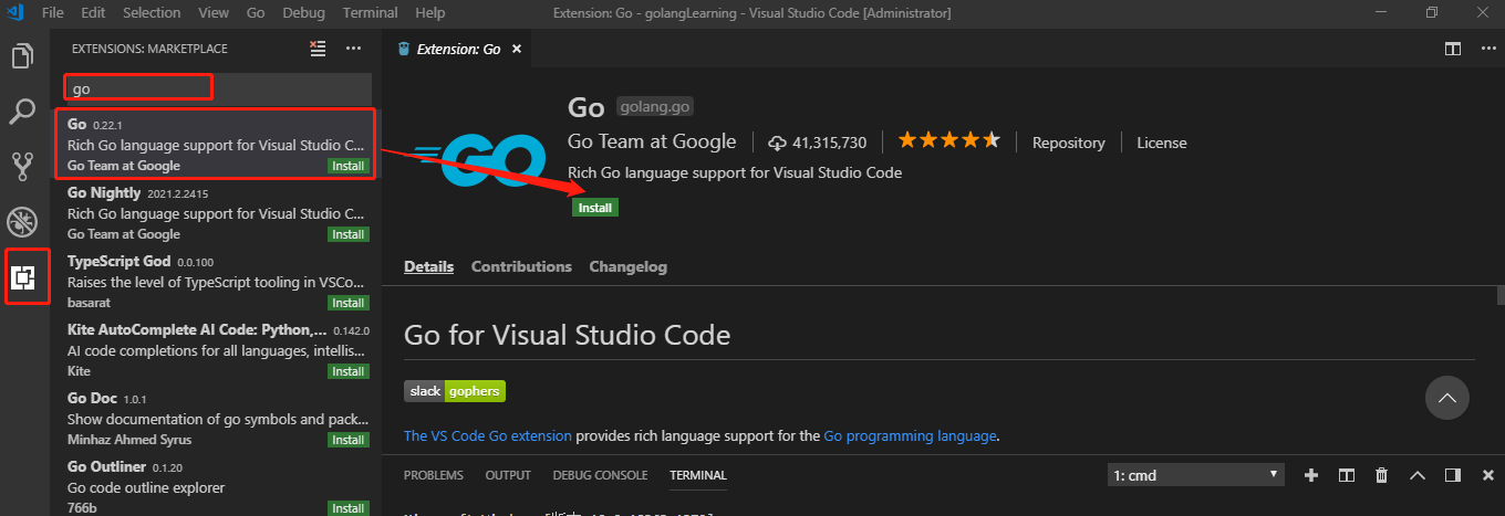 VSCode安装Go语言插件